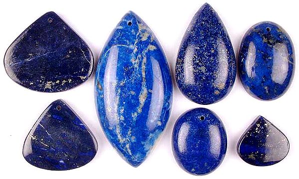 Lot of 7 Lapis Lazuli Cabochons (Both Side & Top Drilled)