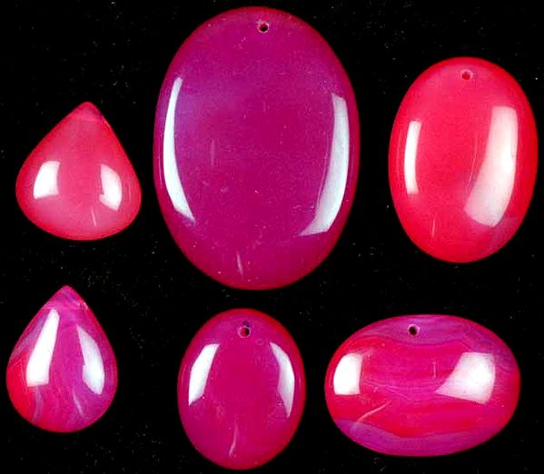 Lot of 5 Pink Chalcedony Cabochons (Both Top & Side Drilled)