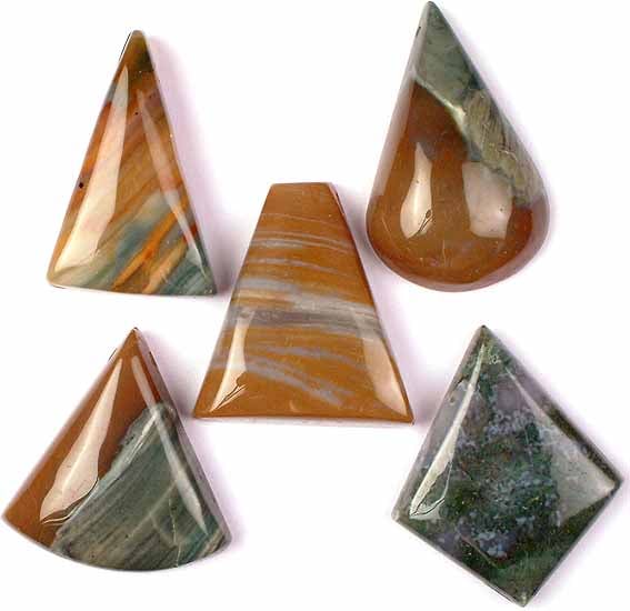 Lot of 5 Side Drilled Agate Cabochons