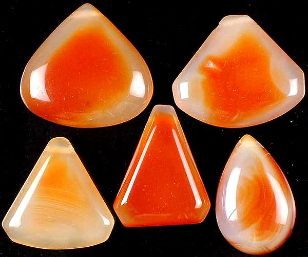 Lot of 5 Side Drilled Carnelian Cabochons