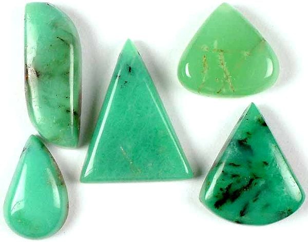 Lot of 5 Side Drilled Chrysoprase Cabochons