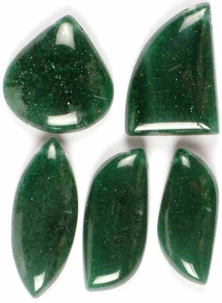 Lot of 5 Side-Drilled Aventurine Cabochons