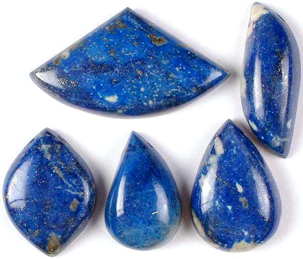 Lot of 5 Side-Drilled Lapis Lazuli Cabochons
