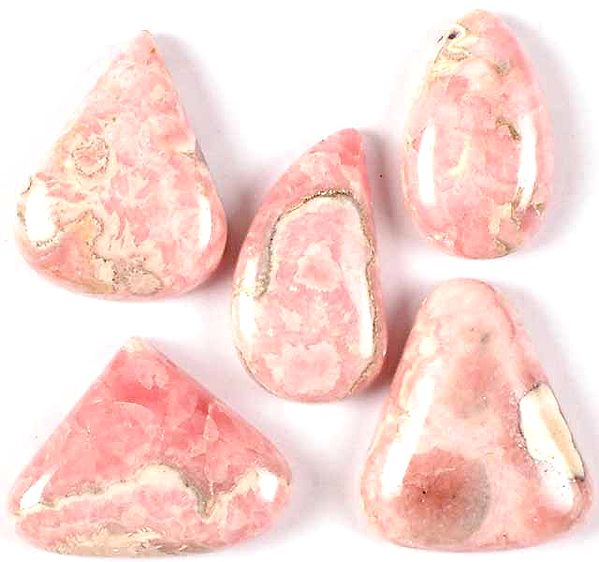 Lot of 5 Side-Drilled Rhodochrosite Cabochons
