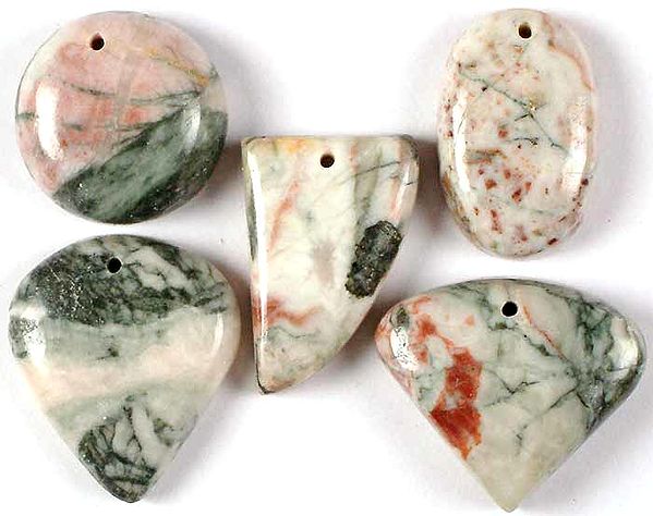 Lot of 5 Top-Drilled Agate Cabochons