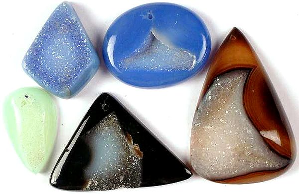 Lot of 5 Top-Drilled Chipped Cabochons