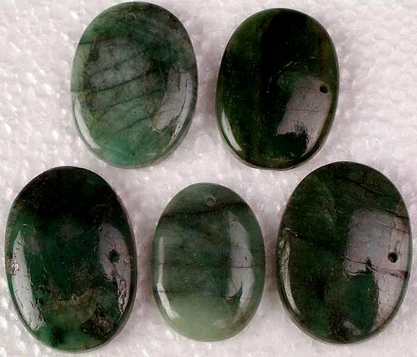 Lot of 5 Top-Drilled Emerald Oval Cabochons