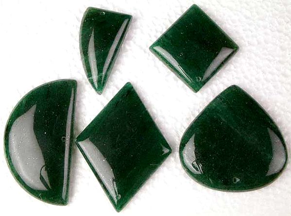 Lot of 5 Top-Drilled Green Aventurine Cabochons