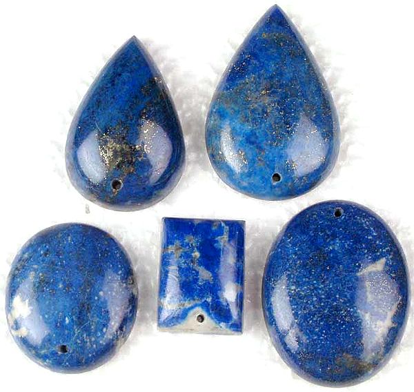 Lot of 5 Top-Drilled Lapis Lazuli Cabochons