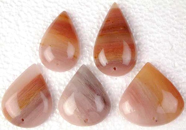 Lot of 5 Top-Drilled Rhodochrosite Cabochon Drops