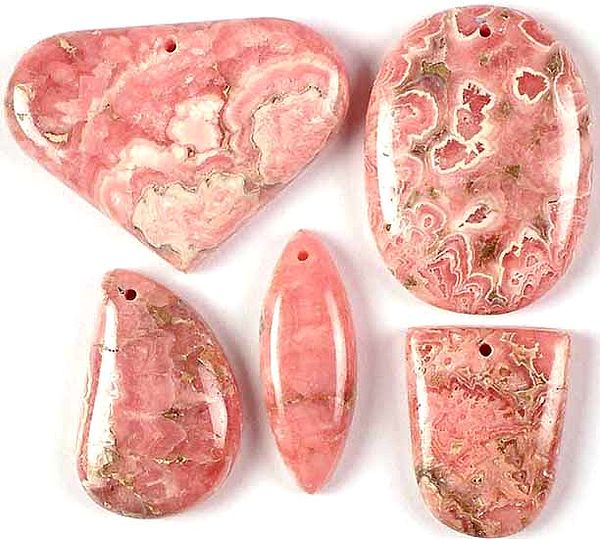 Lot of 5 Top-Drilled Rhodochrosite Cabochons