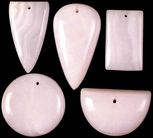 Lot of 5 Top-Drilled Rhodonite Cabochons