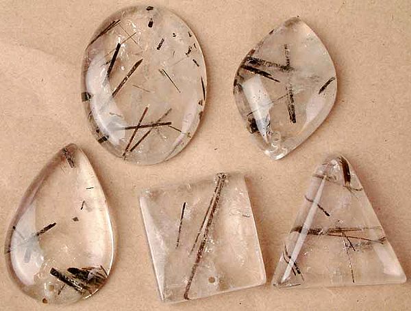 Lot of 5 Top-Drilled Rutile Cabochons