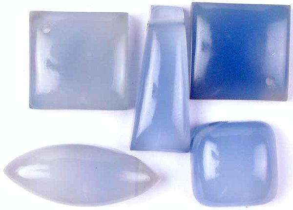 Lot of Five Chalcedony Cabochons (Both Side and Top Drilled)