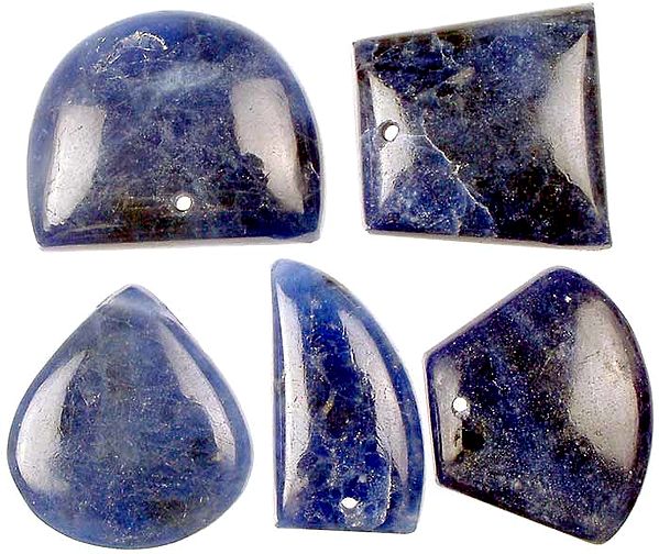 Lot of Five Drilled Sodalite Cabochons