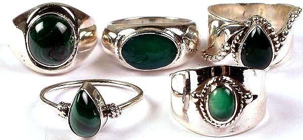 Lot of Five Green Rings