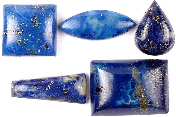 Lot of Five Lapis Lazuli Cabochons (Both Top and Side-Drilled)