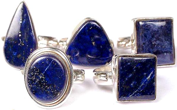 Lot of Five Lapis Lazuli Rings