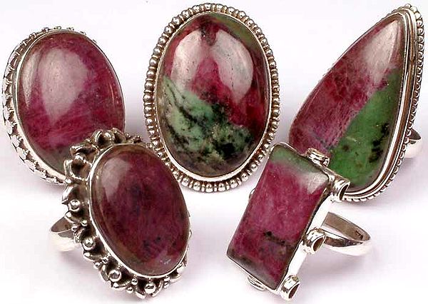 Lot of Five Ruby Zoisite Rings