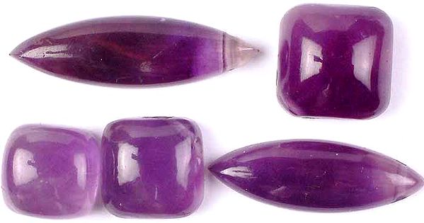 Lot of Five Side-Drilled Amethyst Cabochons
