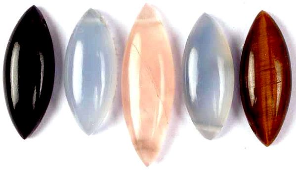 Lot of Five Side-Drilled Cabochons