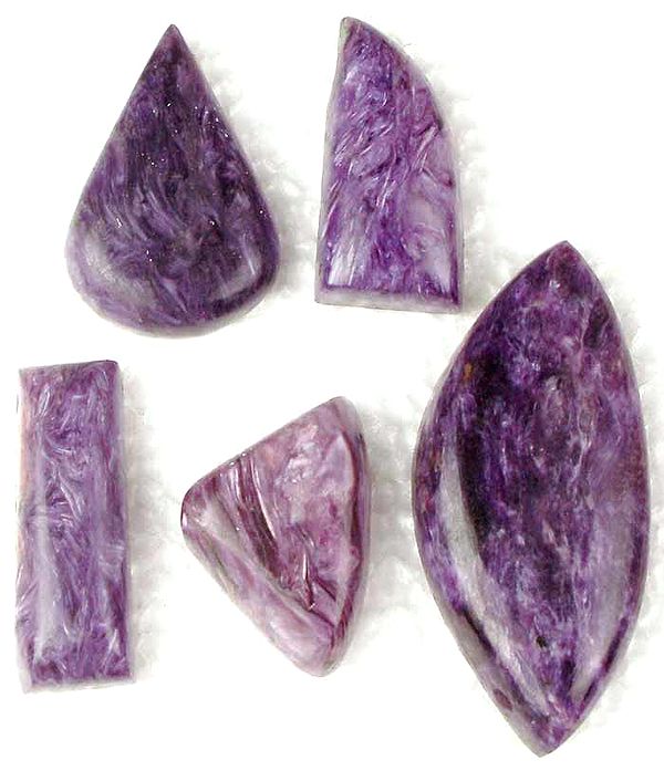 Lot of Five Side-Drilled Chavorite Cabochons