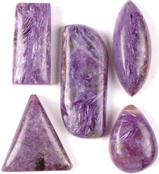 Lot of Five Side-Drilled Chavorite Cabochons