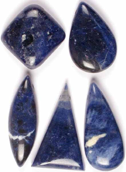 Lot of Five Side-Drilled Sodalite Cabochons