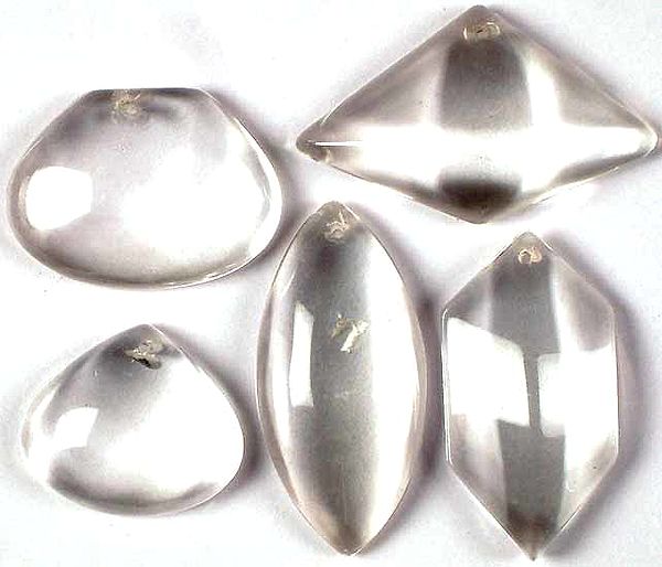 Lot of Five Top Drilled Crystal Cabochons