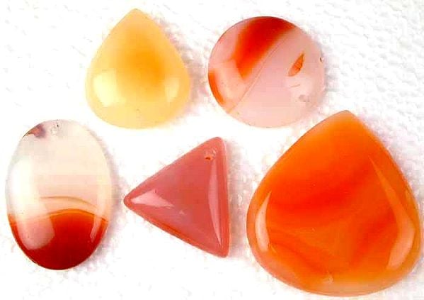 Lot of Five Top-Drilled Carnelian Cabochons