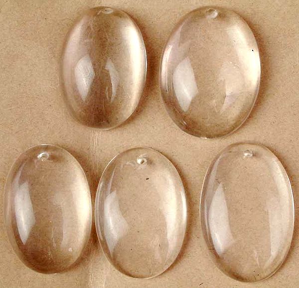 Lot of Five Top-Drilled Crystal Oval Cabochons