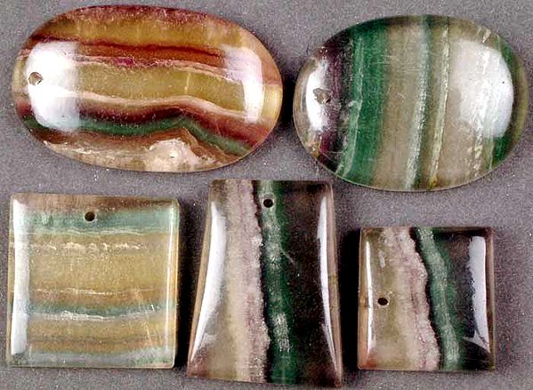 Lot of Five Top-Drilled Fluorite Cabochons