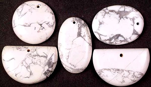 Lot of Five Top-Drilled Howlite Cabochons