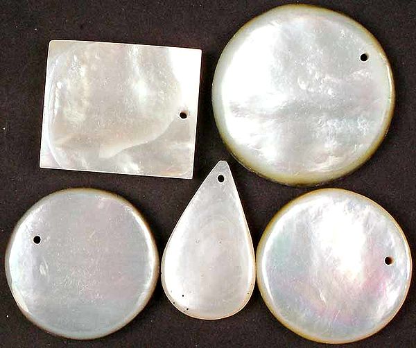 Lot of Five Top-Drilled Mother of Pearl Cabochons