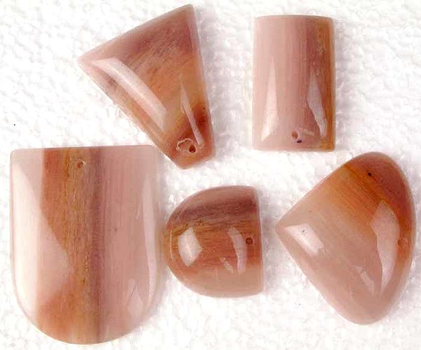 Lot of Five Top-Drilled Rhodochrosite Cabochons