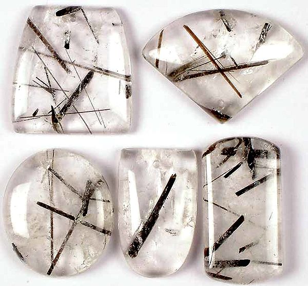 Lot of Five Top-Drilled Rutile Cabochons