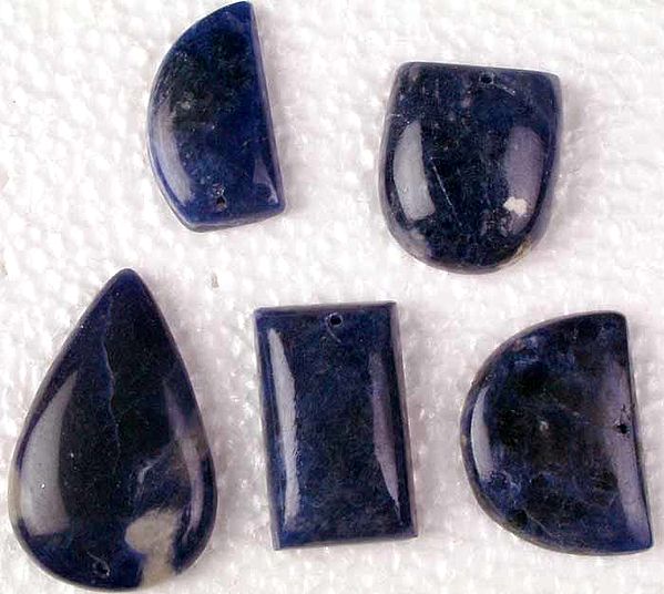 Lot of Five Top-Drilled Sodalite Cabochons