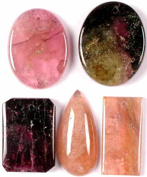 Lot of Five Top-Drilled Tourmaline Cabochons