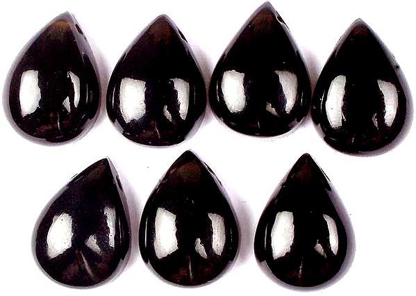Lot of Seven Side-Drilled Black Onyx Tear Drop Cabochons