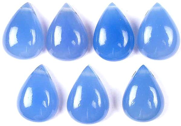 Lot of Seven Side-Drilled Chalcedony Cabochon Drops