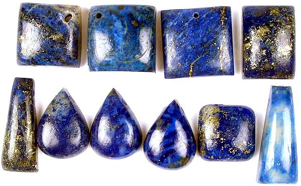Lot of Ten Lapis Lazuli Cabochons (Both Side-Drilled and Top-Drilled)