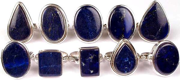 Lot of Ten Lapis Lazuli Rings