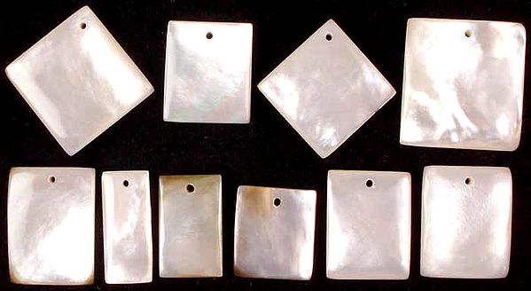 Lot of Ten Top-Drilled Shell Cabochon Rectangles