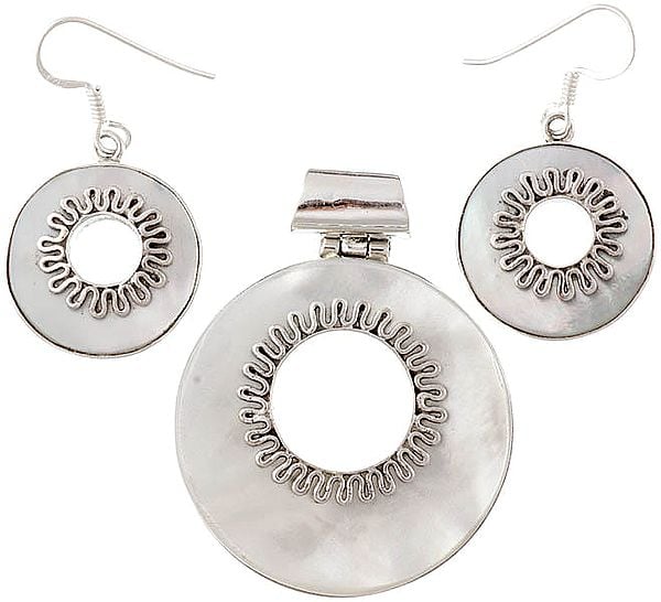 MOP Pendant with Matching Earrings Set