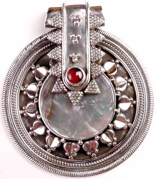 Mother of Pearl and Garnet Pendant