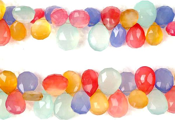 Multi Color Chalcedony Faceted Briolette