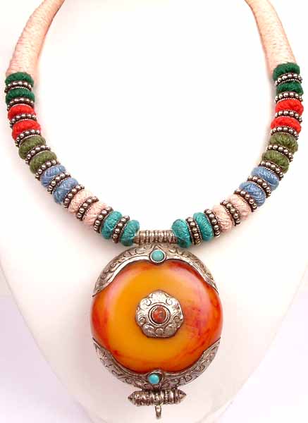 Necklace with Matching Amber Dust Pendant