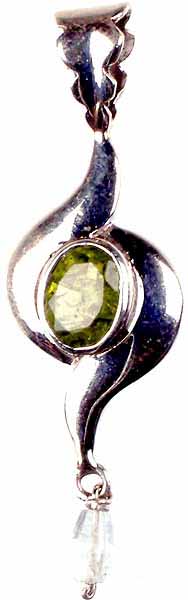 Peridot Designer Pendant with Dangling Crystal