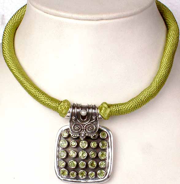 Peridot Necklace with Matching Thread