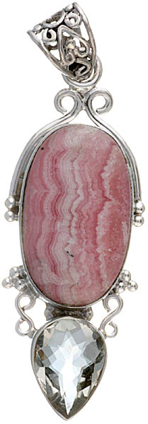 Rhodochrosite Pendant with Faceted Crystal